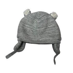 Kids Gray Knit Bear Ear Winter‎ Hat with Sherpa Lining and Ear Flaps